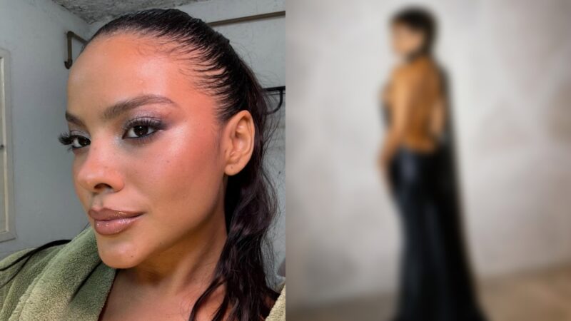 Bella Campos surge de cabelo curto e vestido polêmico que deixa parte do corpo de fora: ‘O cofrinho’