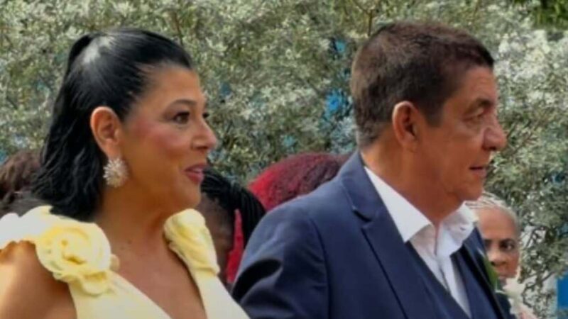 Chinelo? Veja a roupa de padrinhos de Zeca Pagodinho e esposa no casamento de Xande de Pilares