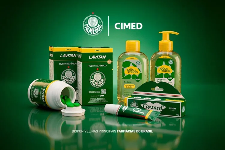 Cimed lança linha com Palmeiras que vai de sabonetes a multivitamínicos