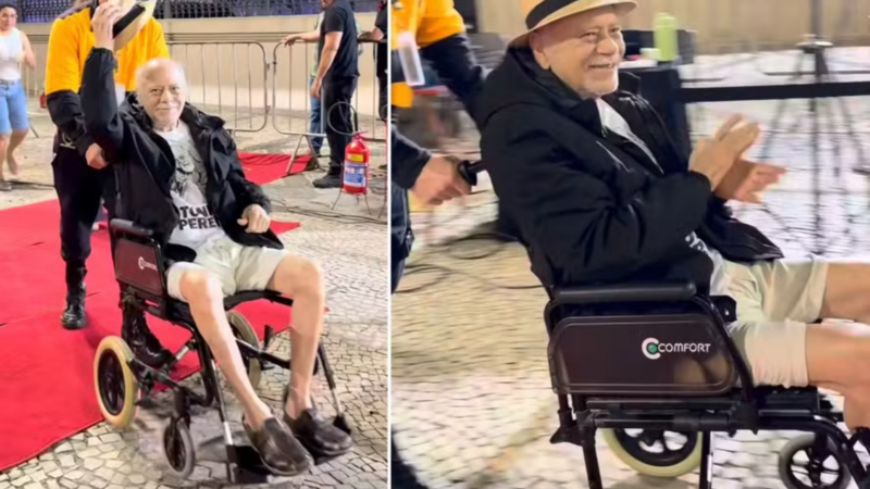 É grave? Tonico Pereira surge usando cadeira de rodas