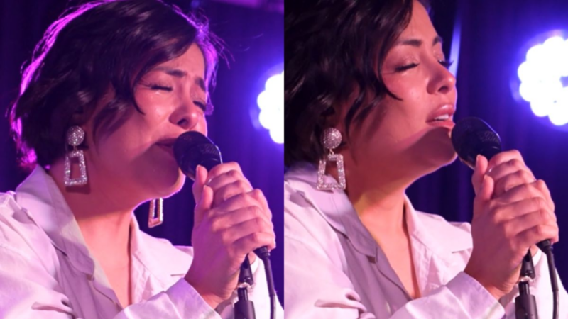 Ex-Rouge surge aos prantos em primeiro show após a morte do marido