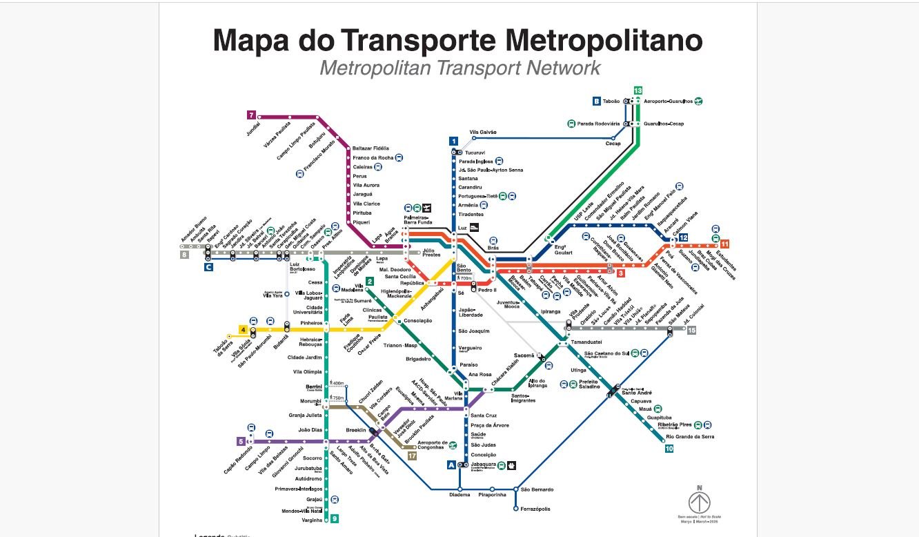 Governo lança novo mapa do metrô de SP com a linha 17-ouro; veja