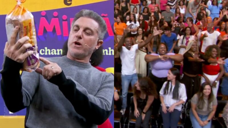 Luciano Huck joga pão para a plateia do Domingão e lamenta: ‘Não tem para todo mundo’