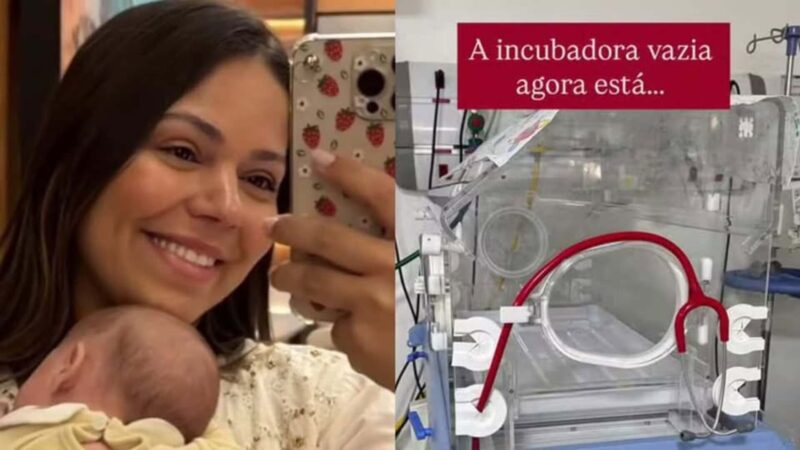 Milagre? Famosa comemora alta do filho depois de perigo na UTI: ‘Incubadora vazia’
