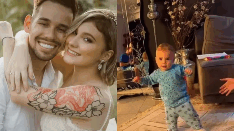 Viúvo de Isabel Veloso emociona a web ao mostrar primeiros passos do filho do casal