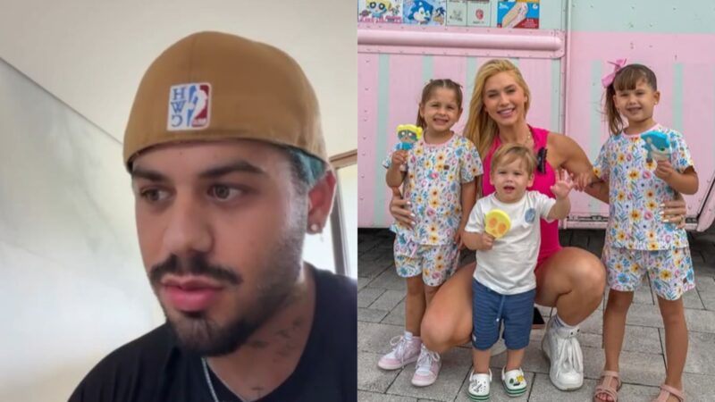 Zé Felipe joga balde de água fria em viagens de Virginia com os filhos: ‘Acabou’